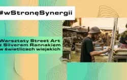 Grafika promująca warsztaty street art z Silverem Rannakiem 