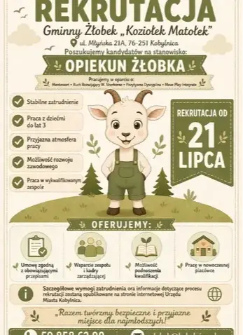 Rekrutacja na stanowisko Opiekuna w Gminnym Żłobku &bdquo;Koziołek Matołek&rdquo; w Kobylnicy