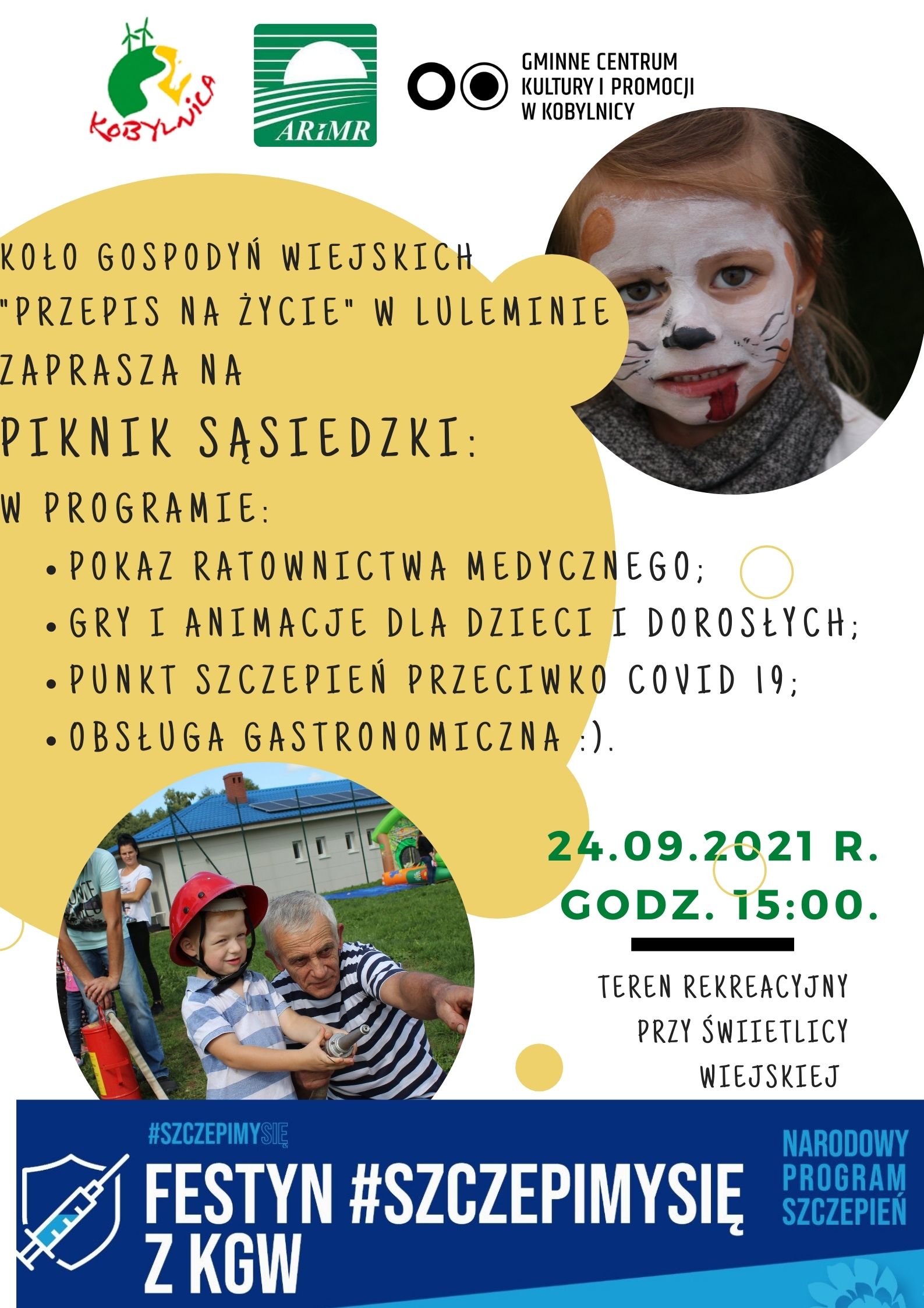 Plakat zapraszający na piknik sąsiedzki w Luleminie  