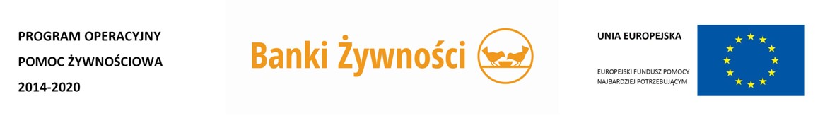 logo przedstawiające program operacyjny pomoc żywnościowa 2014-2020, banki żywności, unię europejską