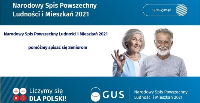 para seniorów na plakacie reklamującym narodowy spis powszechny 2021