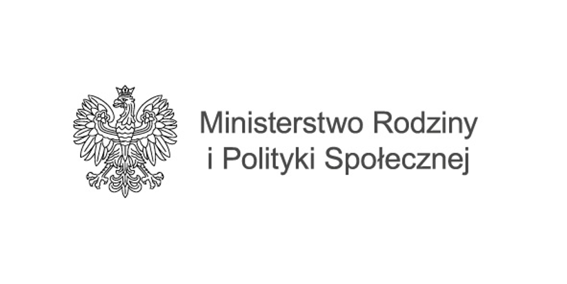 Godło Polski wraz z napisem o treści: MInisterstwo Rodziny i Polityki Społecznej