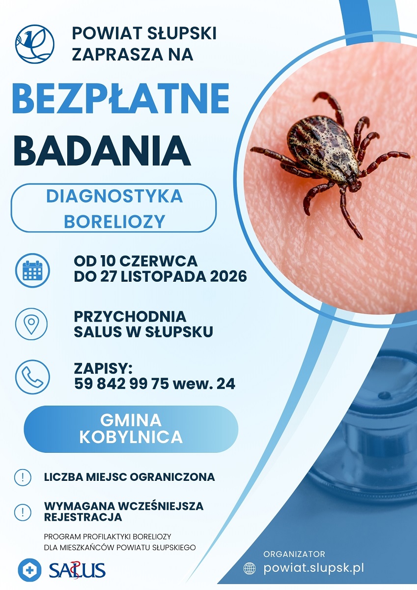 Grafika przedstawia szczeg&oacute;ły dotyczące badania boreliozy dla mieszkańc&oacute;w powiatu słupskiego