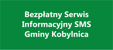 Napis: Bezpłatny Serwis Informacyjny SMS Gminy Kobylnica