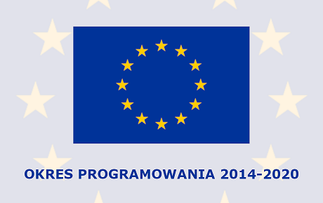 Flaga Unii Europejskiej i napis Okres programowania 2014-2020