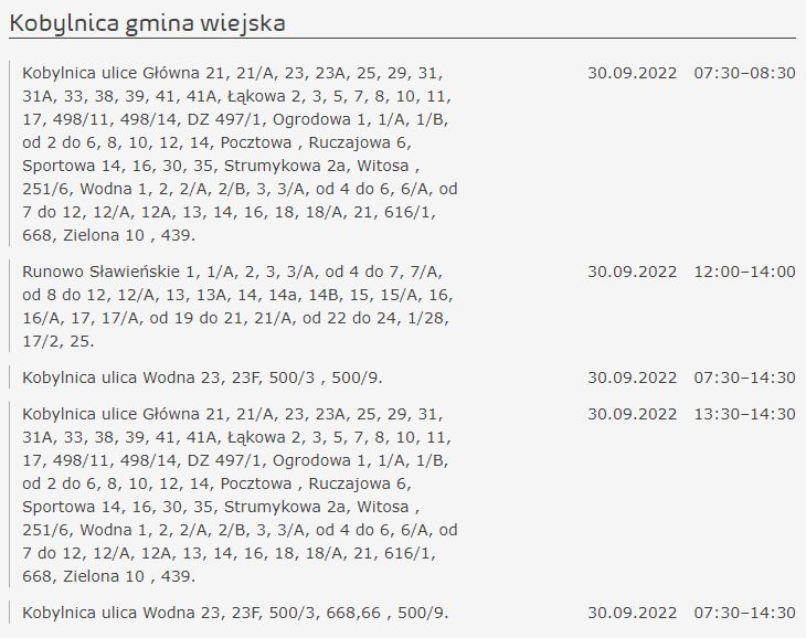 harmonogram planowanych wyłączeń prądu