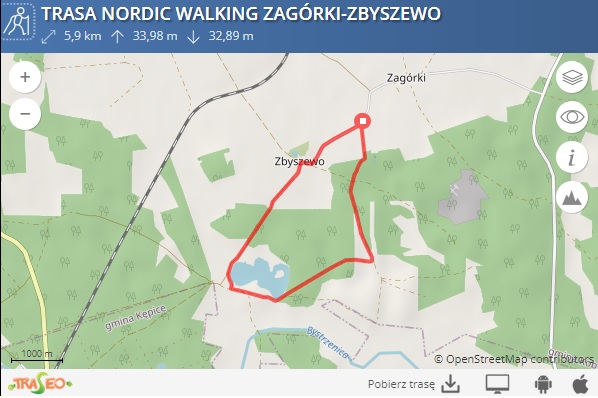 Mapka trasy Zagórki - Zbyszewo