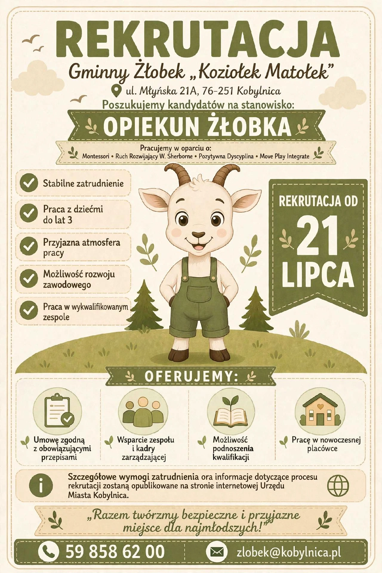 Rekrutacja na&nbsp;stanowisko Opiekuna w&nbsp;Gminnym Żłobku &bdquo;Koziołek Matołek&rdquo; w&nbsp;Kobylnicy