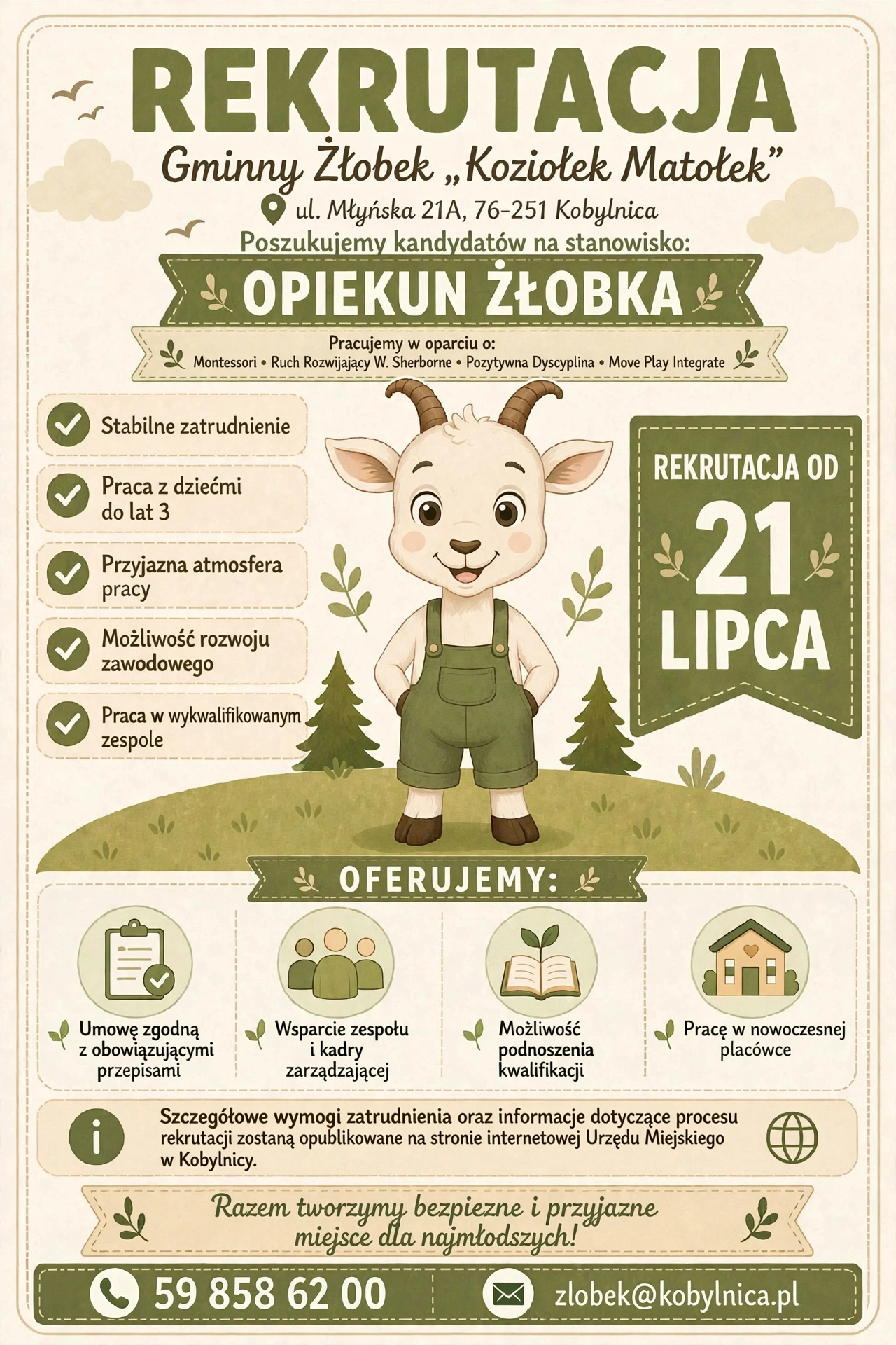 Rekrutacja na&nbsp;stanowisko Opiekuna w&nbsp;Gminnym Żłobku &bdquo;Koziołek Matołek&rdquo; w&nbsp;Kobylnicy