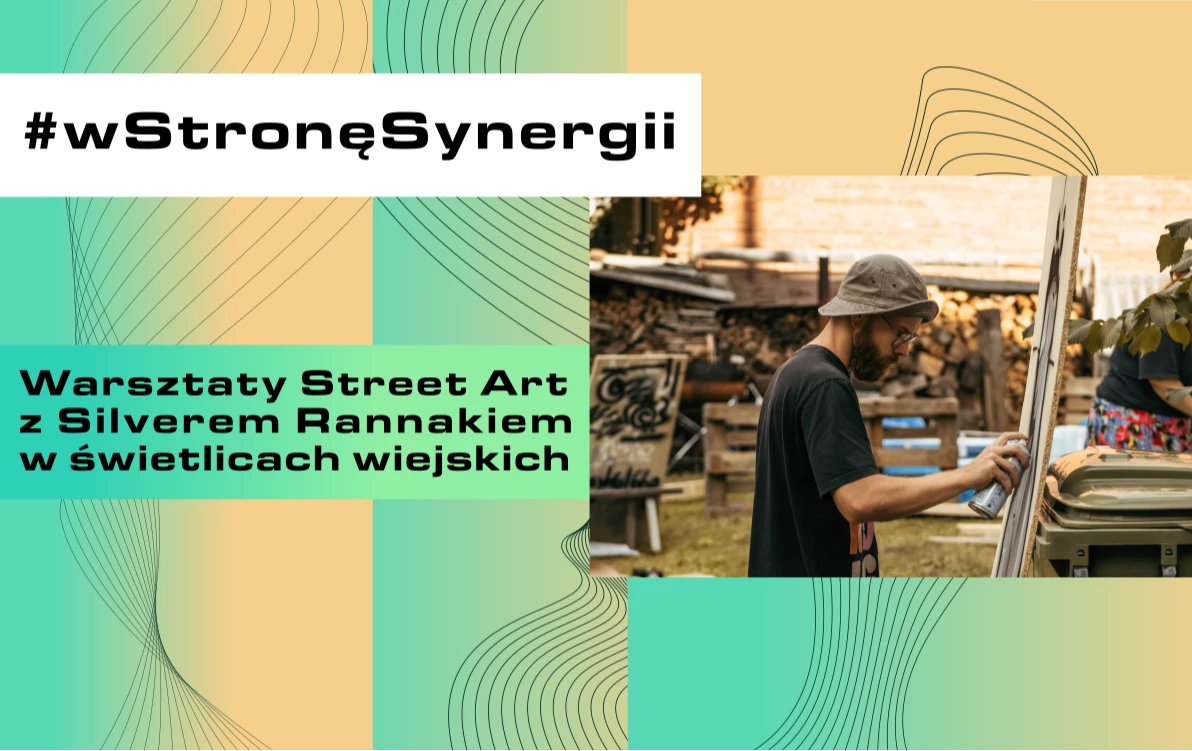 Grafika promująca warsztaty street art z Silverem Rannakiem 
