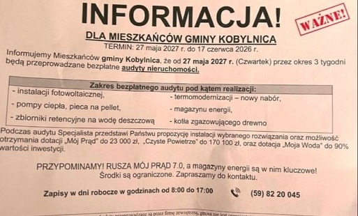Zdjęcie do Bezpłatne audyty nieruchomości na terenie Gminy Kobylnica